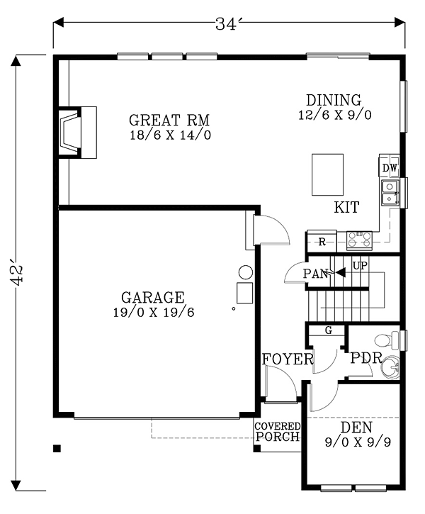 Craftsman Traditional Level One of Plan 44656