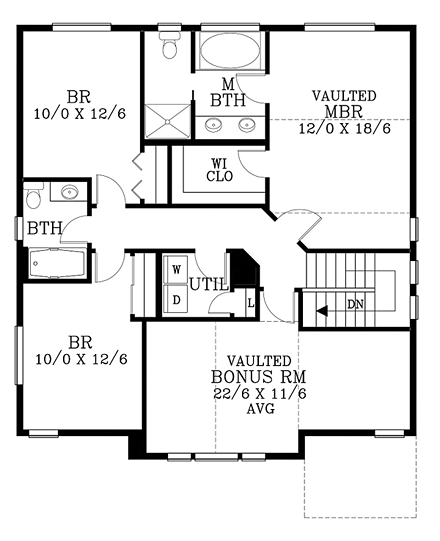 House Plan 44656 Second Level Plan