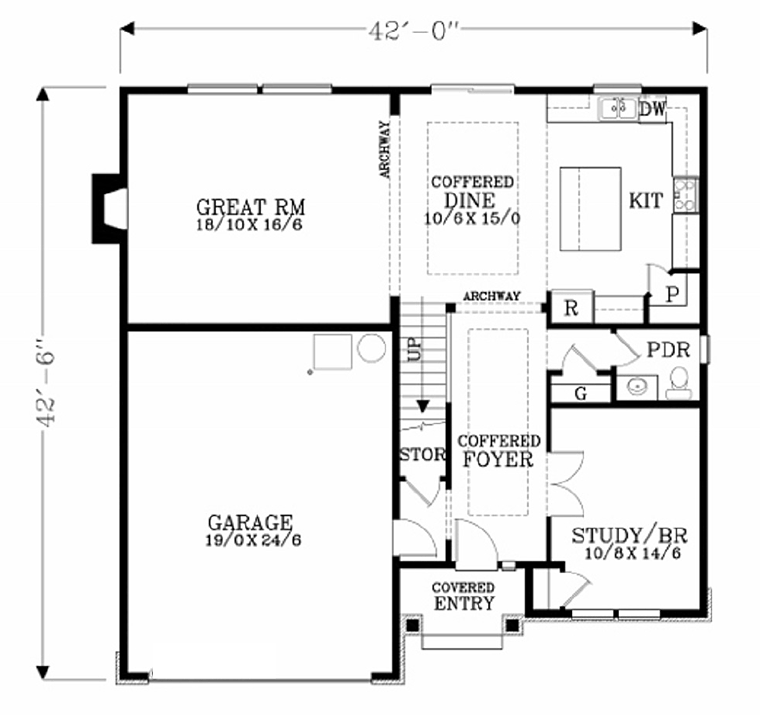 Country Craftsman Traditional Level One of Plan 44657