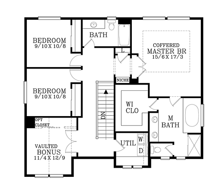 House Plan 44658 Second Level Plan