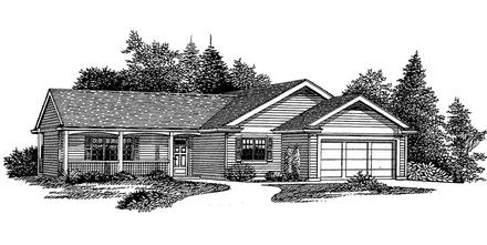 Ranch Traditional Elevation of Plan 44659