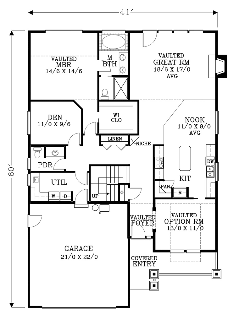 Bungalow Cottage Craftsman Level One of Plan 44661