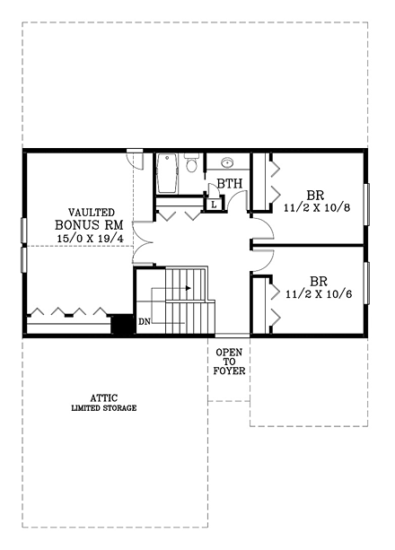 House Plan 44661 Second Level Plan