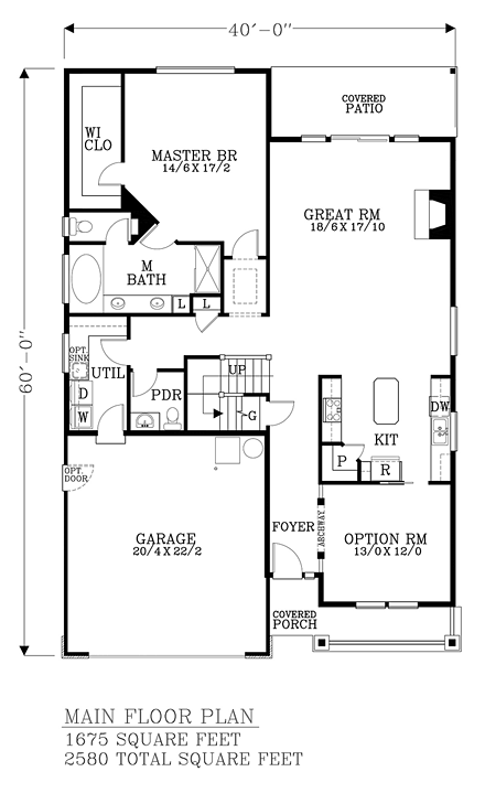 House Plan 44663 First Level Plan