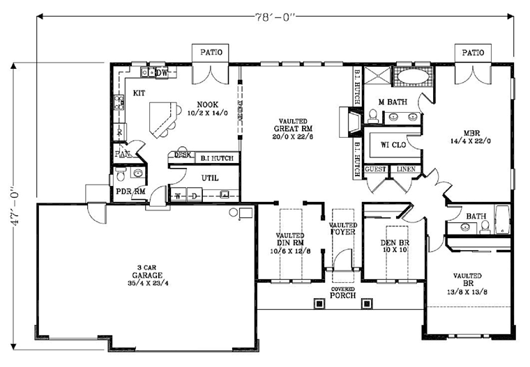 Country Craftsman Ranch Level One of Plan 44664