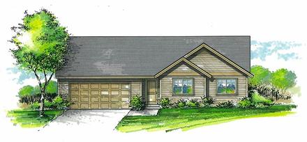 Ranch Traditional Elevation of Plan 44667