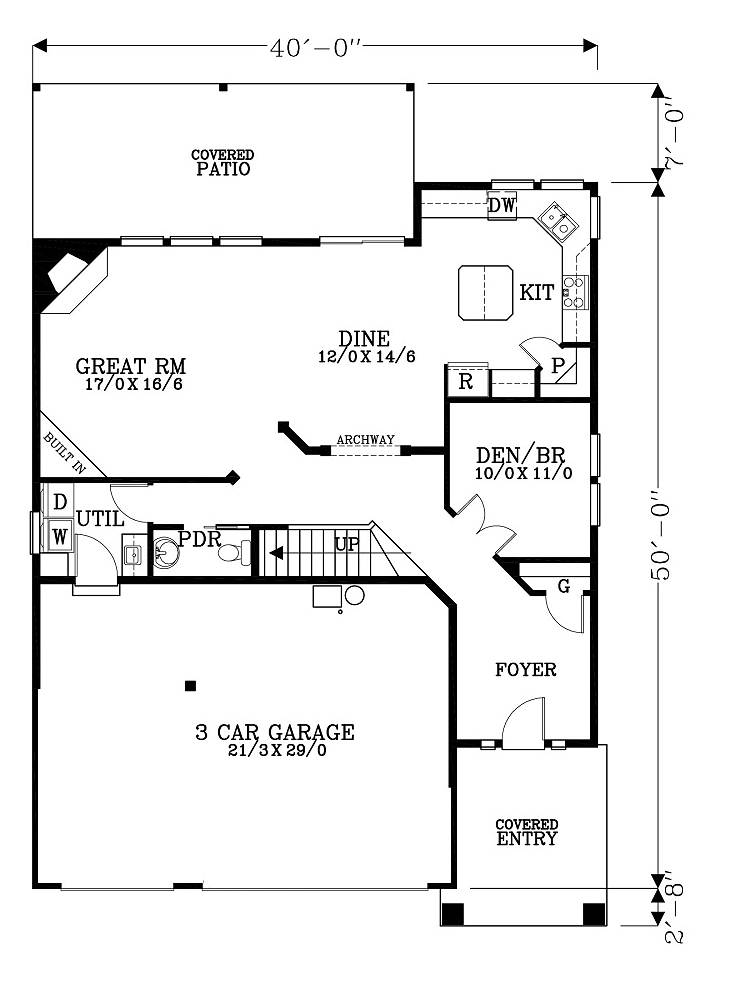 Craftsman Traditional Level One of Plan 44669