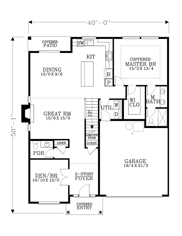 Cottage Craftsman Traditional Level One of Plan 44674