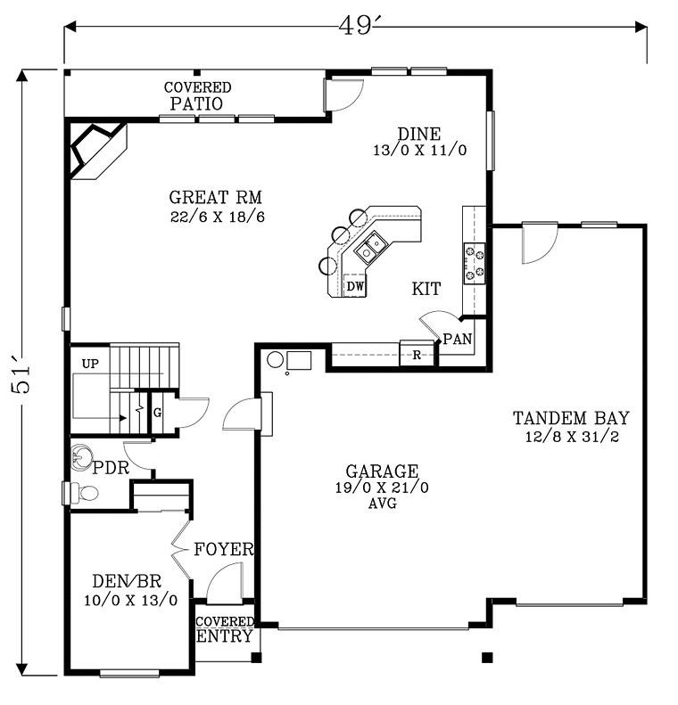 Country Craftsman European Level One of Plan 44676