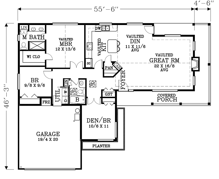 Country Ranch Traditional Level One of Plan 44677