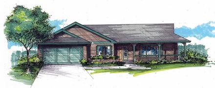 Country Ranch Traditional Elevation of Plan 44677