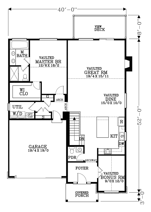 Cottage Country Craftsman Ranch Southern Level One of Plan 44679