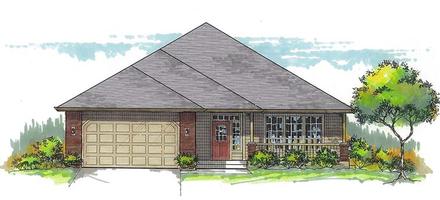 Ranch Southern Traditional Elevation of Plan 44681