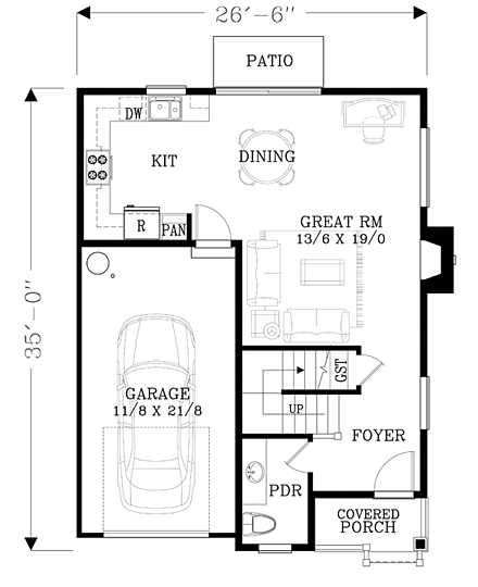 House Plan 44682 First Level Plan