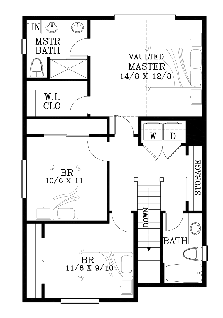 Country Craftsman Farmhouse Southern Traditional Level Two of Plan 44685