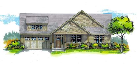 Cottage Country Craftsman Ranch Traditional Elevation of Plan 44688