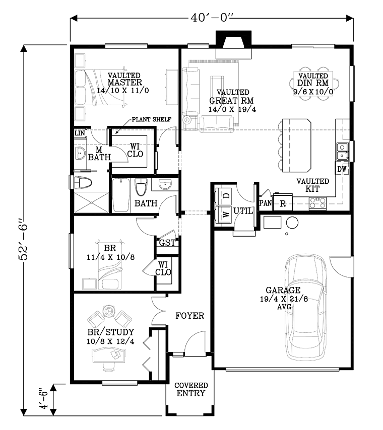 Ranch Southern Traditional Level One of Plan 44691