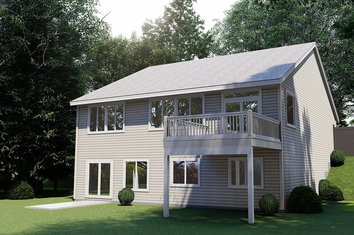 Cottage Country Craftsman Southern Traditional Rear Elevation of Plan 44693