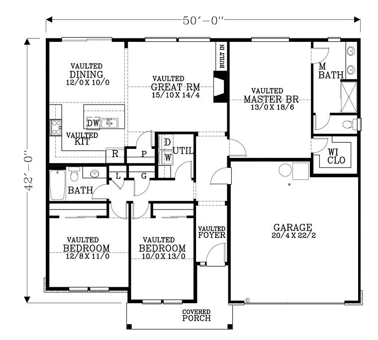 Country Ranch Traditional Level One of Plan 44695