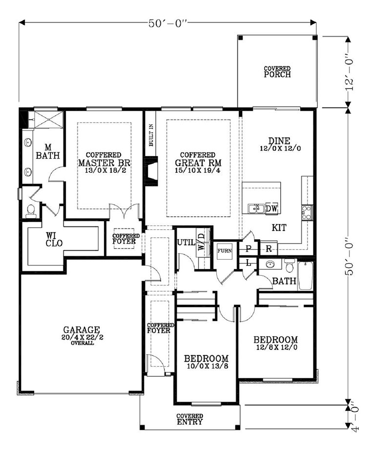 Country Craftsman Ranch Traditional Level One of Plan 44696