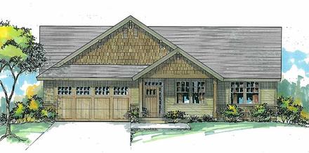 Country Craftsman Ranch Traditional Elevation of Plan 44696