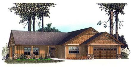 Country Craftsman Ranch Elevation of Plan 44699