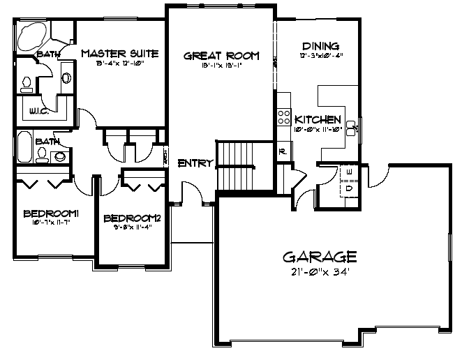 Ranch Level One of Plan 44806