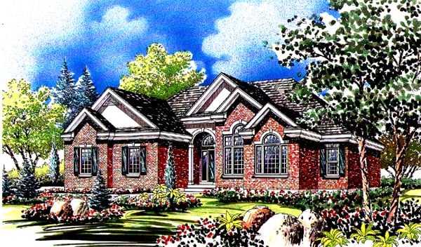 Traditional Rear Elevation of Plan 44808
