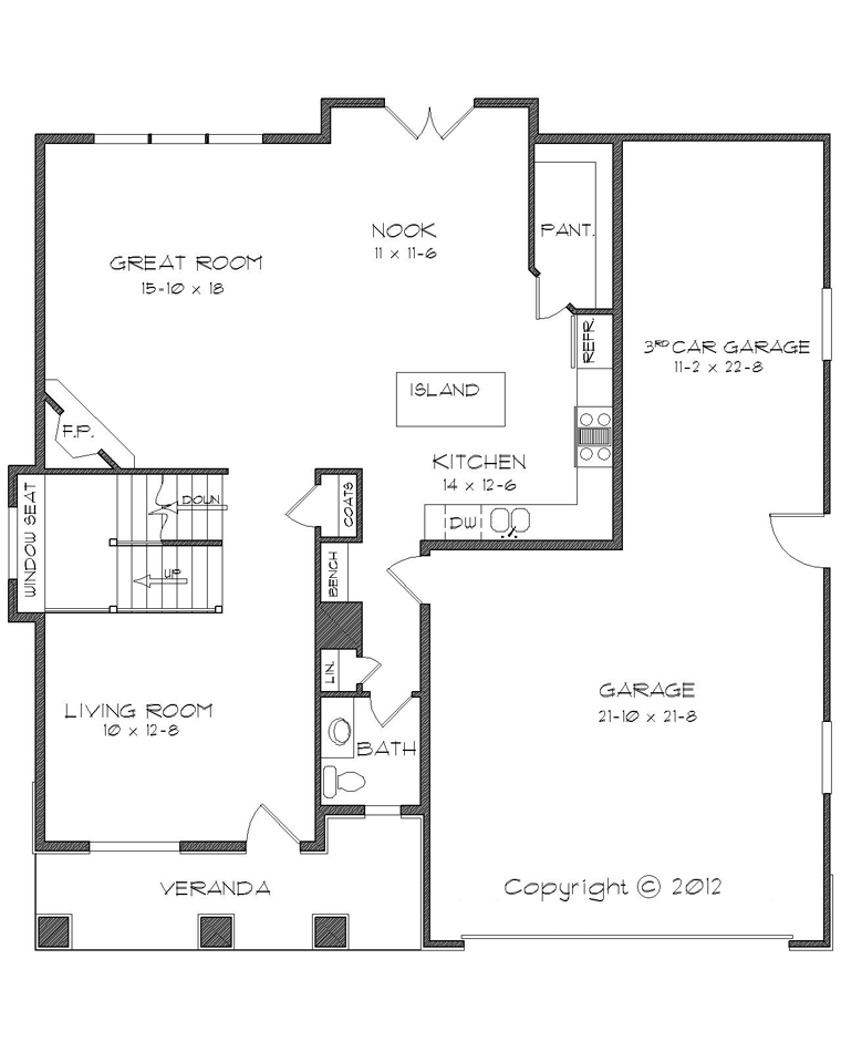 Country Craftsman Southern Traditional Level One of Plan 44818