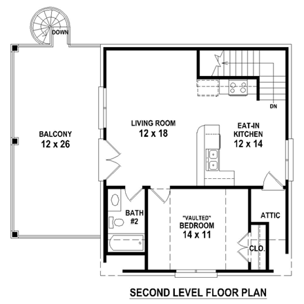 Garage Plan 44908 - 2 Car Garage Apartment Second Level Plan