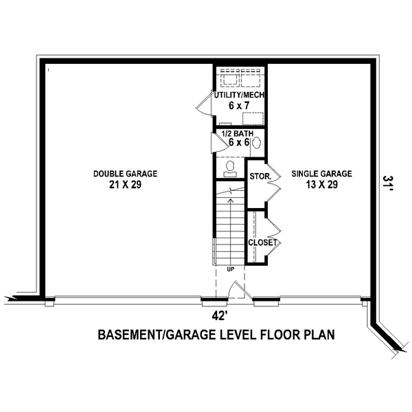 Contemporary Modern Lower Level of Plan 44912