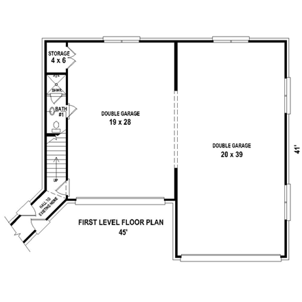 Garage Plan 44914 - 6 Car Garage Apartment First Level Plan