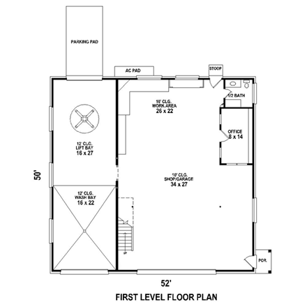 Garage Plan 44918 - 4 Car Garage First Level Plan