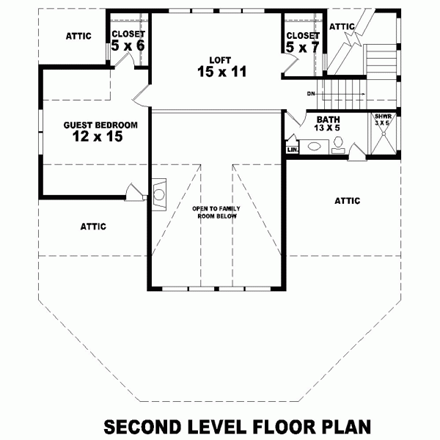 House Plan 44919 Second Level Plan