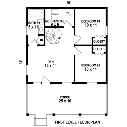 House Plan 44920 First Level Plan