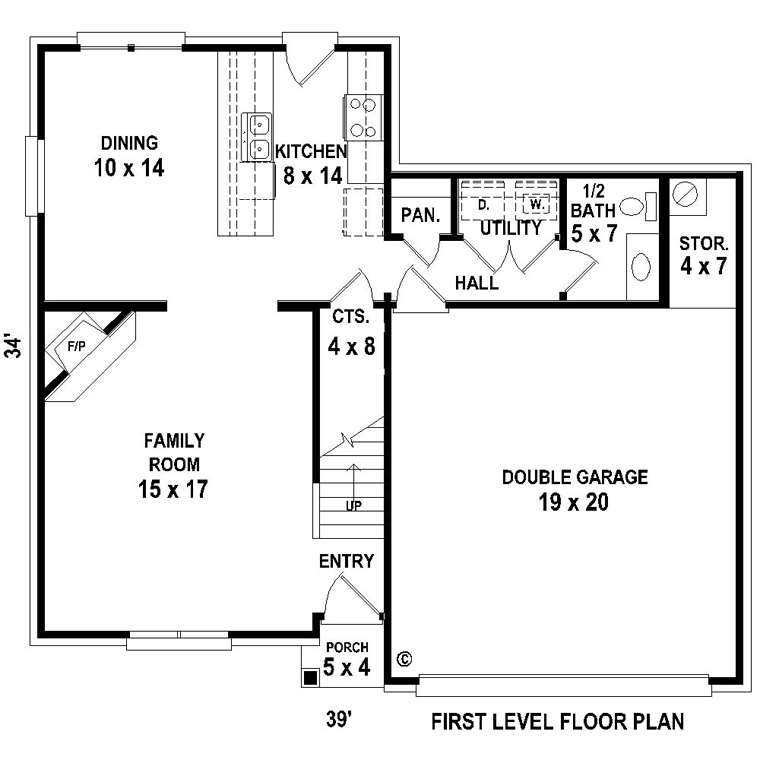 French Country Level One of Plan 44921