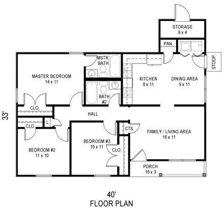 House Plan 44927 First Level Plan