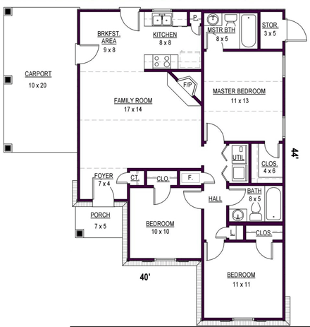 House Plan 44929 First Level Plan