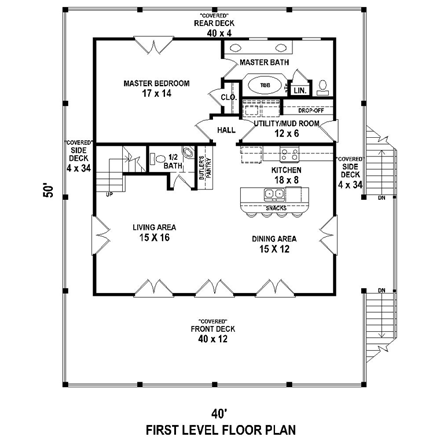 House Plan 44931 First Level Plan