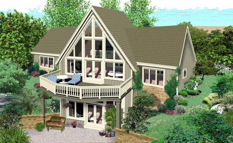 Traditional Rear Elevation of Plan 44933