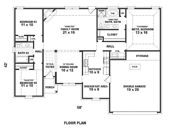 Ranch Level One of Plan 44934