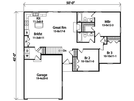 House Plan 45100 First Level Plan