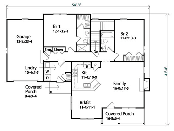 Ranch Traditional Level One of Plan 45102