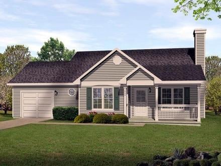Ranch, Traditional House Plan 45105 with 2 Beds, 2 Baths, 1 Car Garage