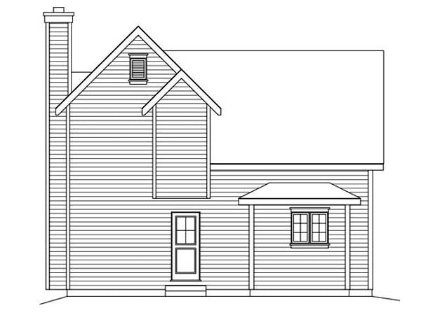 Traditional Plan with 1314 Sq. Ft., 2 Bedrooms, 3 Bathrooms, 2 Car Garage Rear Elevation