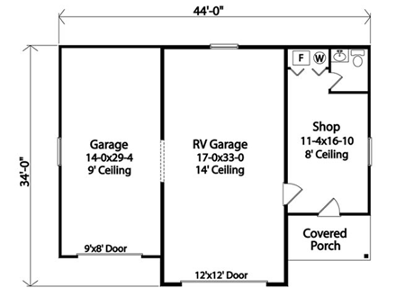Garage Plan 45116 - 2 Car Garage First Level Plan