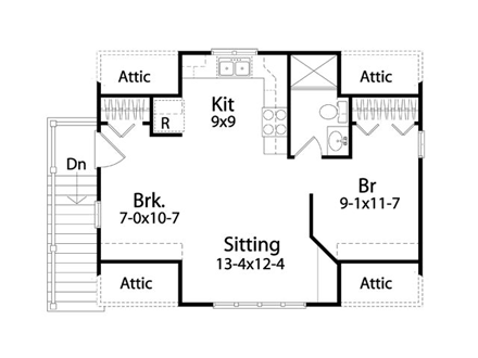 Garage Plan 45134 - 2 Car Garage Apartment Second Level Plan