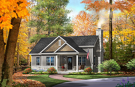 Cabin Cottage Country Ranch Traditional Elevation of Plan 45151