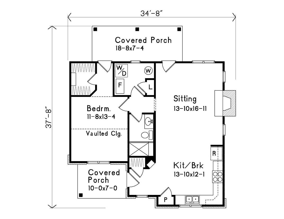 Cabin Ranch Traditional Level One of Plan 45152