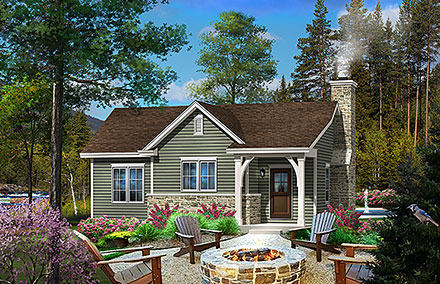 Cabin Country Traditional Elevation of Plan 45153